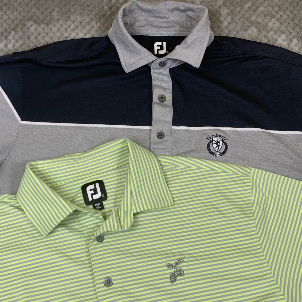 Lot 2 FootJoy Golf Polos Mens XL Turnberry CC Colorblock Stripe Performance